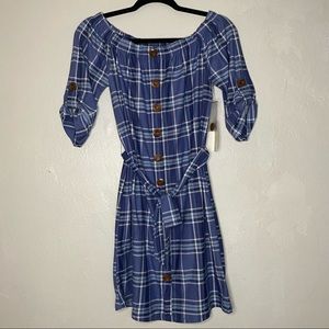 Plaid Off the Shoulder Dress